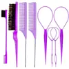 Conjunto de Pentes para Cabeleireiro Transfronteiriço Três Peças Pente de Cauda Pontiaguda Pente para Mechas Pente de Três Fileiras Pincel para Sobrancelhas Pincel para Cabelos Quebrados Agulha para Puxar Cabelos