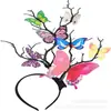 Amazon grinalda cocar de festa galho artificial de grandes dimensões hairband palco passarela borboleta acessórios de cabelo