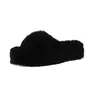 Pantuflas de felpa de moda para mujer para usar en exteriores, nuevas 2026 otoño e invierno versátiles lindas perezosas con correa cruzada de algodón