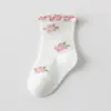 Calcetines Finos de Verano Personalizados Anti-Mosquitos para Recién Nacidos y Bebés, Calcetines Sin Costuras, Calcetines Transpirables de Encaje de Algodón Clase A de Media Caña