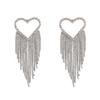 Agulha de prata em forma de leque amor zircão diamante tassel brincos europeus e americanos exagerado de personalidade brincos de moda nicho temperamento brincos
