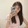 Camiseta Corta Rosa Estilo Minimalista Hot Girl Estilo Americano para Mujer, Artículo Caliente de Verano, Corte Ajustado, Sencilla y Versátil, Top que Ceñe la Cintura