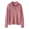 26 Nuevo Patrón Otoño/Invierno Cachemir Grueso Cálido Media Cremallera Jersey Suéter de Punto para Mujer Camiseta Base
