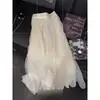 Fabricante atacadista em estoque: Elegante saia branca nova vintage com bordado pesado para mulheres, estilo versátil e suave