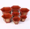 Nueva maceta hexagonal gruesa de plástico para flores, ideal para jardinería, plantación verde, balcón, bonsái, hogar, con bandeja.