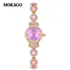Reloj Mokai de Alta Gama para Mujer, Reloj de Pulsera Decorativo Estilo Ins, Ligero con Corona, Reloj de Cuarzo Totalmente Incrustado con Diamantes para Mujer, Listo para Suministro Directo