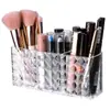 Caja de almacenamiento cosmético de tres compartimentos para uso doméstico, organizador de escritorio para lápiz labial, sombras de ojos, productos para el cuidado de la piel y artículos varios en el tocador