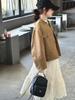 Abrigo para Niñas Primavera y Otoño 2024 Nuevo Llegada Estilo Occidental de Niña Moda de Niña Otoño Cuero Forro Polar Cuello de Encaje Chaqueta Ropa de Abrigo