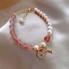 Cadena de cristal de fresa natural para mujer con temperamento, candado de amor, para novias, transferencia, reclutamiento, flor de durazno, abeja, pulsera de cristal