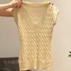 Colete de tricô sem mangas com decote em V torcido estilo coreano para mulheres, novo top casual versátil de caimento justo para o verão de 2026