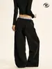 Pantalones de Chándal Cálidos Casuales Estilo Americano Yongfang para Hombres y Mujeres, Corte Holgado, Sensación de Alta Gama, Lana Doble Cara Hecha a Mano, Pantalones Rectos de Caída Fluida, Largo hasta el Suelo