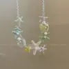 Collar de Estrella de Mar de Colores Infantil Dopamina con Concha para Mujer 2025 Nuevo Estilo de Resort Costero Dulce Nicho Cadena para Clavícula