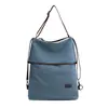 Mochila Escolar de Lona Cor Sólida Estilo Coreano Transfronteiriça Nova Mochila de Viagem Retrô Mochila Casual Tendência de Grande Capacidade