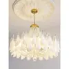 Lustre para Sala de Estar Murano, Estilo Cremoso Quente e Romântico, Luminária de Quarto Pétala Pérola, 6 Novos Sem Ferro