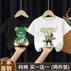 Camiseta de Verano 2026 de Algodón Puro con Estampado de Dibujos Animados de Moda, Estilo Callejero Fresco, Holgada de Manga Corta para Niños