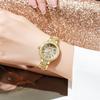Comercio exterior nuevo de alta venta pulsera de banda de acero aleado con diamantes completos reloj de pulsera de cuarzo para mujer fabricantes en stock