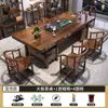 Juego grande de mesa de té y sillas de madera maciza, que incluye una mesa y cinco sillas, en un nuevo estilo chino, adecuado para su uso como mesa de té en la oficina o en casa