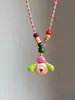 Collar de Cachorro de Dibujos Animados con Cuentas de Colores Collar con Colgante de Diseño de Nicho para Mujeres Cuerda Trenzada Linda Versátil Elegante