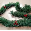 Guirlanda de Natal de Rattan Artificial com Fio de Metal para Decoração de Natal Verde Escuro Grama Superior