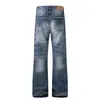 G6989 Jeans de Campana Ajustados para Hombre, Unisex, Estilo Americano, Modernos, Lavados, Patrón de Bigotes Vintage, Diseño de Calle