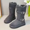 Botas de Neve Femininas com Forro de Lã Botas Altas Infantis Novo Estilo Inverno 2026 Sapatos Grandes de Algodão para Meninas Botas de Cano Alto Botas de Neve