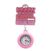 Reloj de bolsillo retráctil para enfermera RN más vendido transfronterizo, hebilla de acrílico con purpurina fácil de tirar, reloj de bolsillo anti-pérdida con insignia médica NURSE