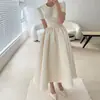 Vestido de Princesa Nuevo Estilo 2026 Suave y Elegante para Mujer, Color Sólido, Cuello Redondo, Sencillo para Fotografía de Viaje, Vestido de Novia Ligero para el Día a Día, Suministro de Fábrica