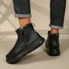 Botas Martin para Hombre 2025 Otoño e Invierno Estilo Nuevo Zapatos Cálidos Zapatos de Algodón Botas Cortas Antideslizantes Botas de Cuero Suaves y Cómodas