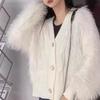 Cárdigan Nuevo de Primavera y Otoño para Mujer Estilo Coreano Suelto Delgado Felpa Tejido Empalmado Estilo Occidental Color Sólido Suéter Corto de Lana