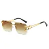 Gafas de Sol sin Montura de Leopardo para Hombre, Gafas de Sol Casuales de Moda y Tendencia, Gafas de Sol con Protección Solar Transfronteriza Europea y Americana para Hombre