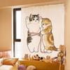 Cortina de velcro con diseño de gato, estilo japonés y coreano, ideal para cocina, dormitorio, baño, sombreado y sin perforaciones.