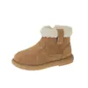 Botas de Nieve para Niñas Tendencia 2025 Invierno Nuevas Estilo Coreano Botas de Algodón Cálido de Peluche para Niñas Pequeñas Botas Cortas de Terciopelo de Cordero a la Moda