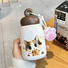 Copo Térmico Estudante Dilebel Gato de Aço Inoxidável para Meninas com Bom Visual e Novo Bolso de Aba Portátil Mini para Copo em Calça