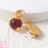 Estilo Chinês Antigo Ouro de Areia Saco da Sorte Sino Grande Pingente Trevo de Quatro Folhas Pulseira Colar Joias DIY Fabricante Acessórios Atacado