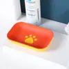 Caixa de Sabão Fofa Desenho Animado Pegada de Filhote de Cachorro Doméstica Portátil Criativa Camada Dupla Drenante Dormitório Banheiro Caixa de Sabão