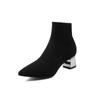 Botas de Venda Quente para Comércio Exterior para Mulheres, Botas Curtas da Moda, Cano Curto de Tricô, Salto Metálico de 5cm, Botas Elásticas, Sapatos Outono e Inverno 2026
