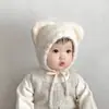 Gorro de Bebé Invierno Lana Lindo Estilo Coreano Súper Lindo Infantil Tejido Orejera Gorro Engrosado Cálido Cortavientos