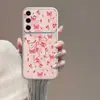 Estuche para teléfono estilo Ins con lazo de flor de rosa adecuado para funda de teléfono Samsung S26, S24 Ultra con ventana grande, S25 de piel de cordero