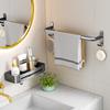 Gris plomo Toallero sin perforaciones Espacio de aluminio espacial Lujoso ligero Colgador Estante de baño Inodoro Barra toallera de doble polo