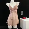 Lencería Sexy, Pijama Sexy de Malla y Encaje de Verano, Camisón Femenino de Tirantes Estilo Princesa, Conjunto de Ropa de Casa de Alta Gama