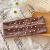 Faixa de Cabeça com Miçangas Cor Sólida Nova Tendência Retro Simples Pérola Versátil Acessório de Cabelo Moda Esportes Faixa Larga para Mulheres