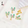 Colgante de Mariposa con Zirconia y Esmalte de Goteo Cloisonné, Cordón para Pulsera DIY de Esmalte Azul Quemado, Materiales para Accesorios de Joyería