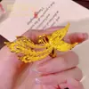 Anillo de latón chapado en oro de fénix de nueve colas para mujer, nicho de lujo ligero con un toque de alta gama, anillo abierto de pavo real para el dedo índice, joyería para la mano
