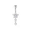 Joyería de Acero Inoxidable con Zirconia para Piercing de Ombligo, Colgante de Borla de Flor de Ciruelo Pequeña de Moda, Venta Caliente Transfronteriza