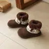 Moda Infantil Dulce Estilo Universitario Felpa Cálida Botas Grandes de Algodón 2025 Invierno Nuevo Suela Suave Engrosada Botas de Nieve Modernas