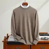 Suéter de Cachemira Business Casual para Hombre Suéter de Punto 100% Cachemira Nuevo Cuello Redondo Suéter Peinado Temperamento Suéter de Cachemira que Reduce la Edad