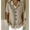 2026 Europeo y Americano transfronterizo AliExpress verano nuevo color sólido manga corta cuello camisero top para mujer para vacaciones casuales