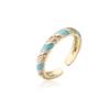 Suministro transfronterizo Aogu Moda europea y americana Cobre micro incrustado joyería de circonita color mixto goteo de aceite geométrico anillo abierto para mujer