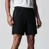 Shorts casuais esportivos de verão estilo americano para homens, camada única tecida, secagem rápida, cor sólida, para corrida e fitness, shorts abaixo do joelho