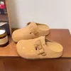 Suela gruesa tacón oculto estrella zapatos Birkenstock punta cerrada media pantufla ropa exterior para mujer 2026 nueva primavera lazo zapatos Birkenstock